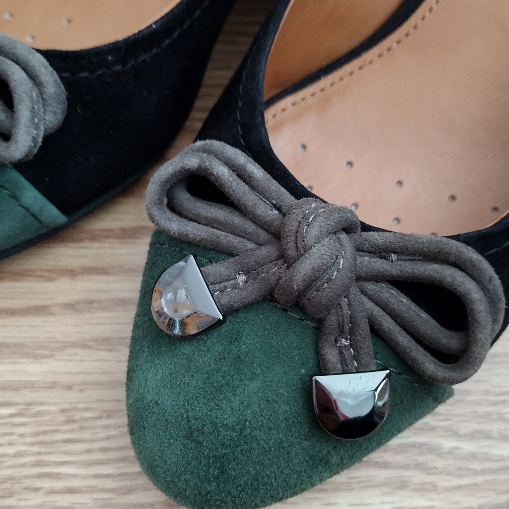 GEOX Elegant Black and Green Suede Women's Shoes - Picture 3 of 9